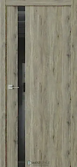 Дверное полотно WestStyle Экзотика Дуб эссе Стекло черное